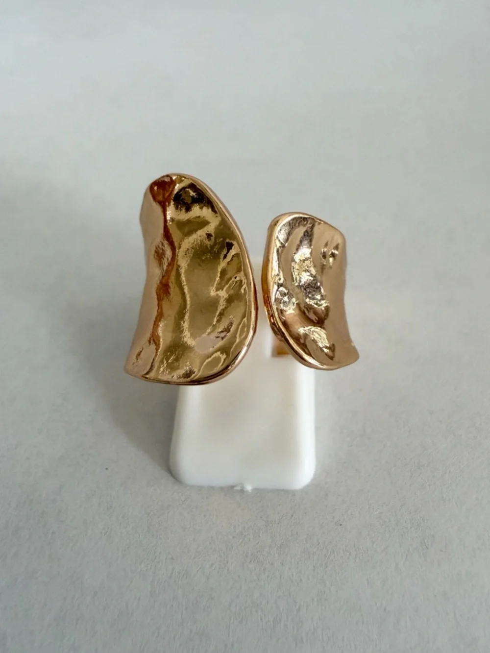 BNIB - Gold Organic Textured Wave Open Statement Ring